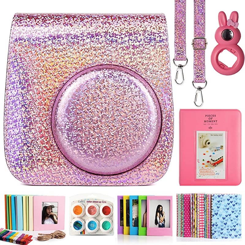 Compatible Fujifilm Instax Mini 9 Film Camera Bundle with Case, Album, Filters & Other Accessories for Fujifilm Instax Mini 9 8 8+ (Galaxy, 7 Items)