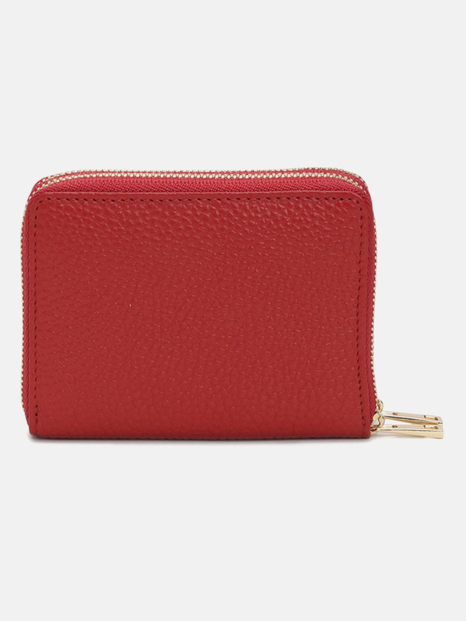 BAGATT Light Red Leather Solid Zip Around Wallet