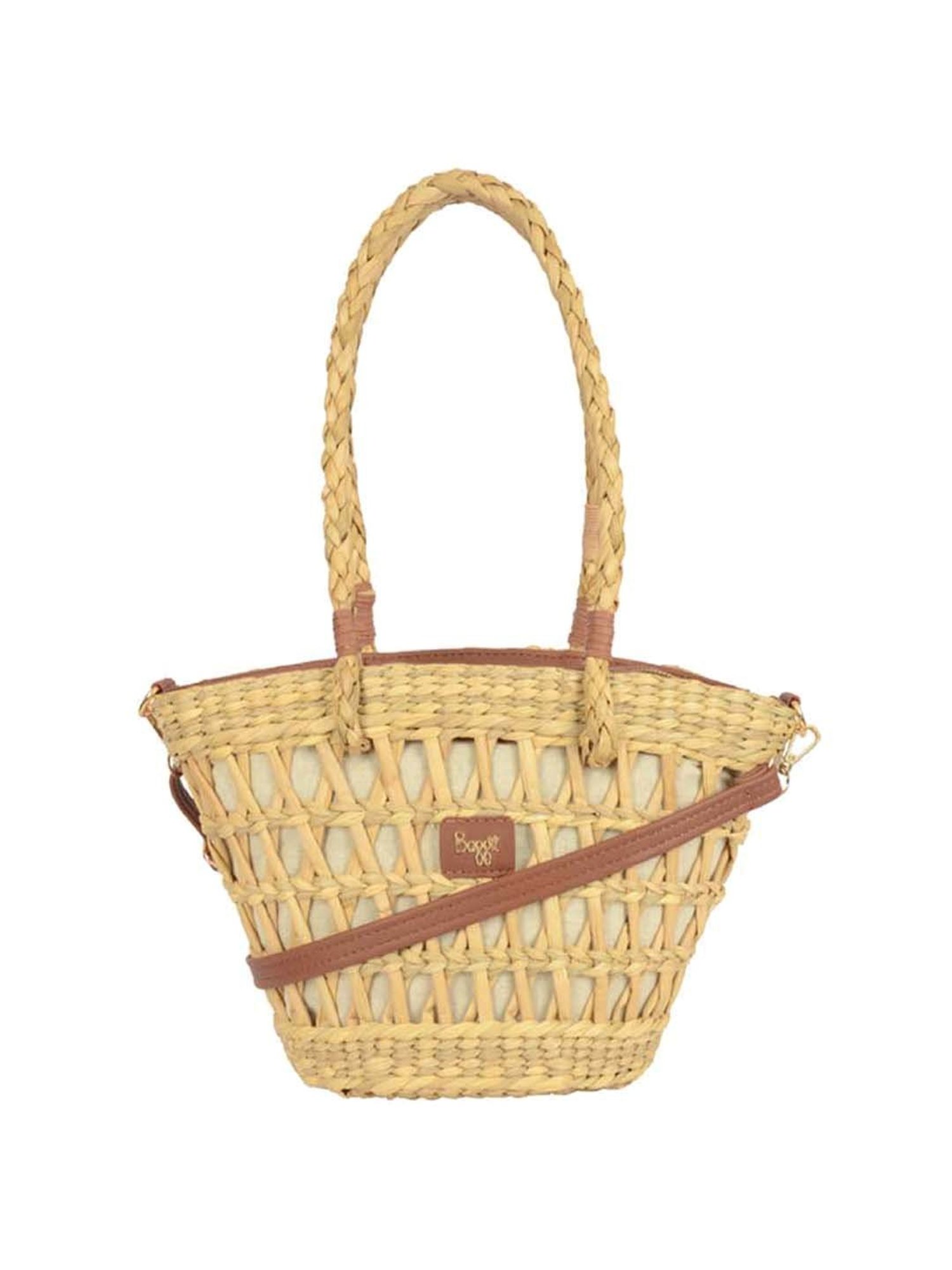 Baggit Beige Textured Medium Tote Handbag