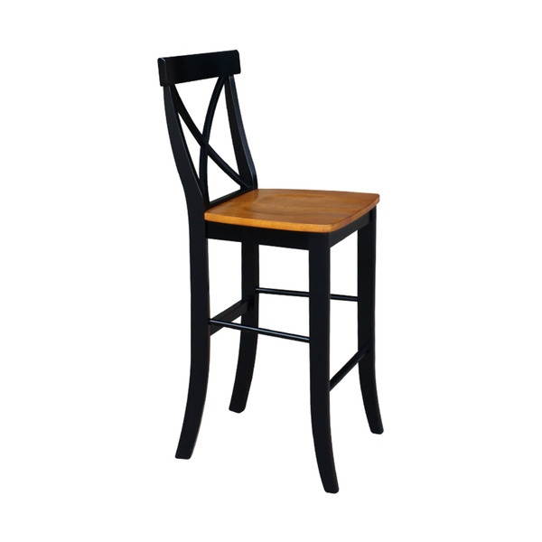 International Concepts S57-6133 X-back Barheight Stool - 30'' SH Black / Cherry