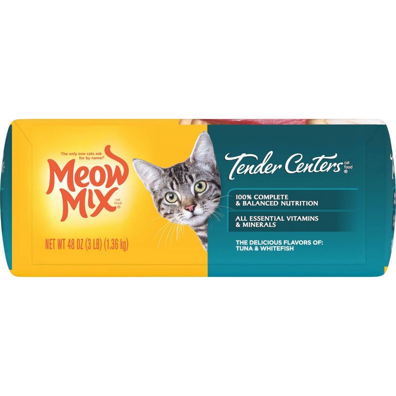 Meow Mix Tender Centers with Flavors of Tuna & Whitefish Adult Complete & Balanced Dry Cat Food - 3lbs