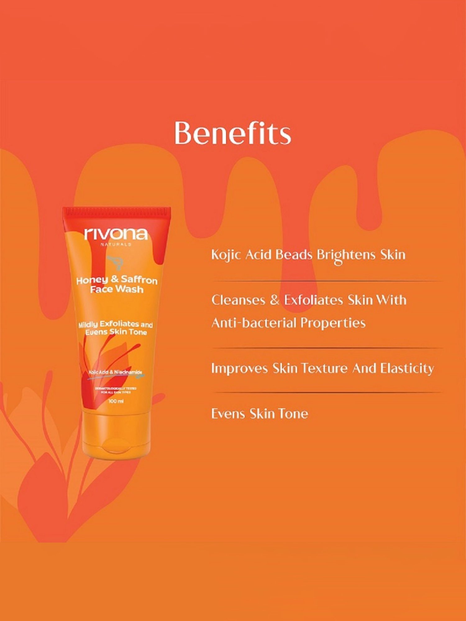 Rivona Naturals Honey & Saffron Face Wash - 100 ml