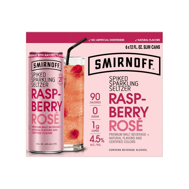 Smirnoff Raspberry Rosé Spiked Sparkling Seltzer - 6pk/12 fl oz Slim Cans