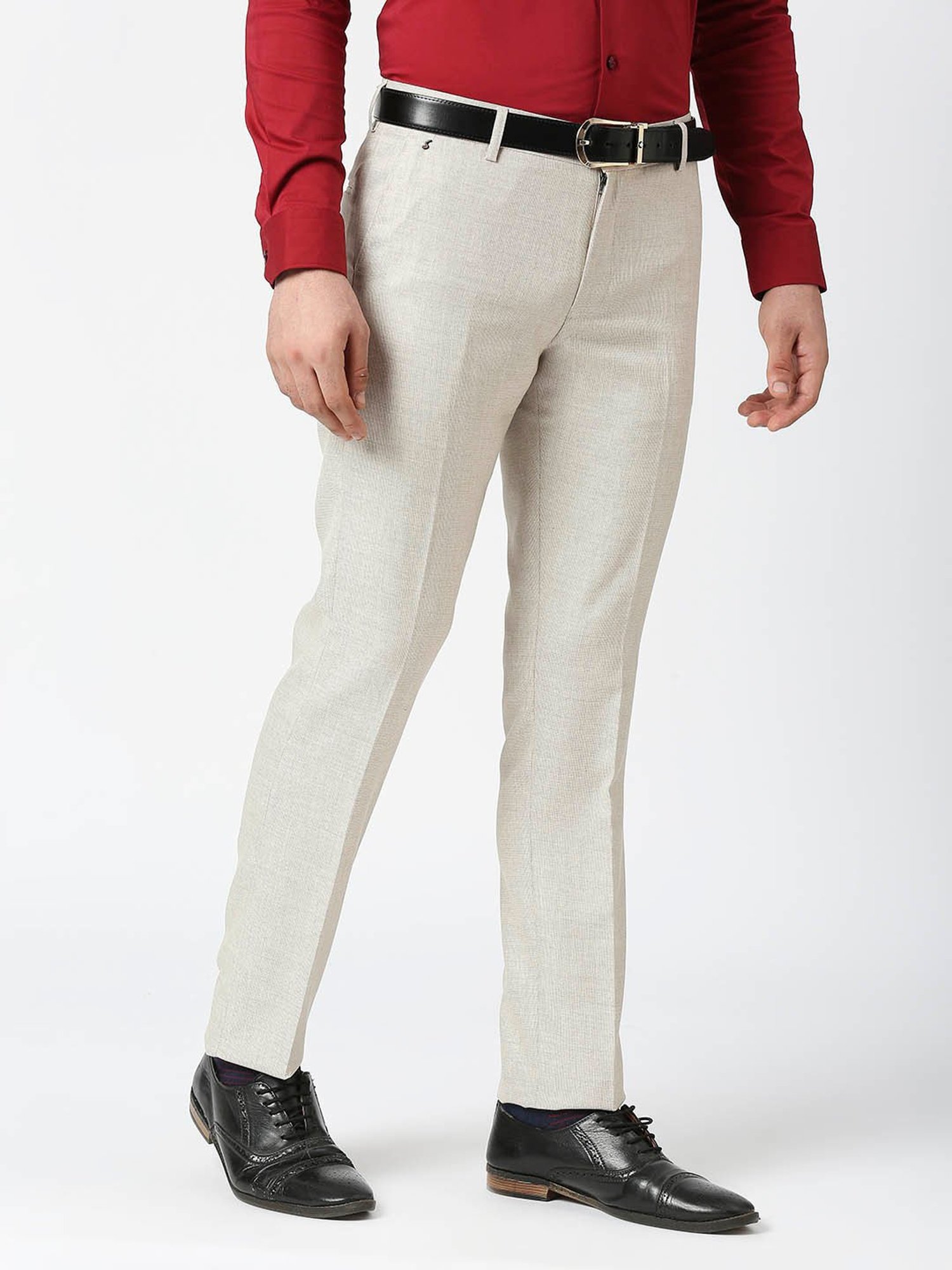 SOLEMIO Beige Slim Fit Trousers