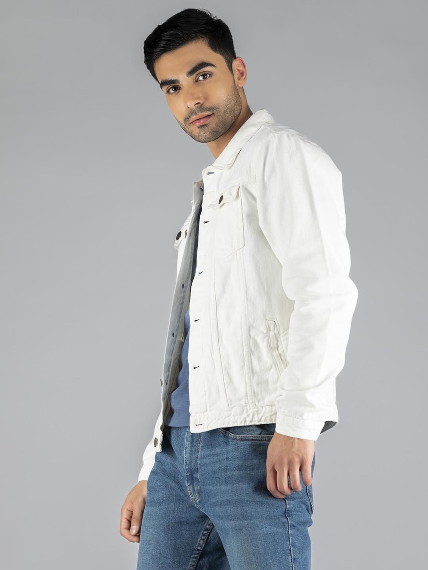 Dennis Lingo White Regular Fit Denim Jacket