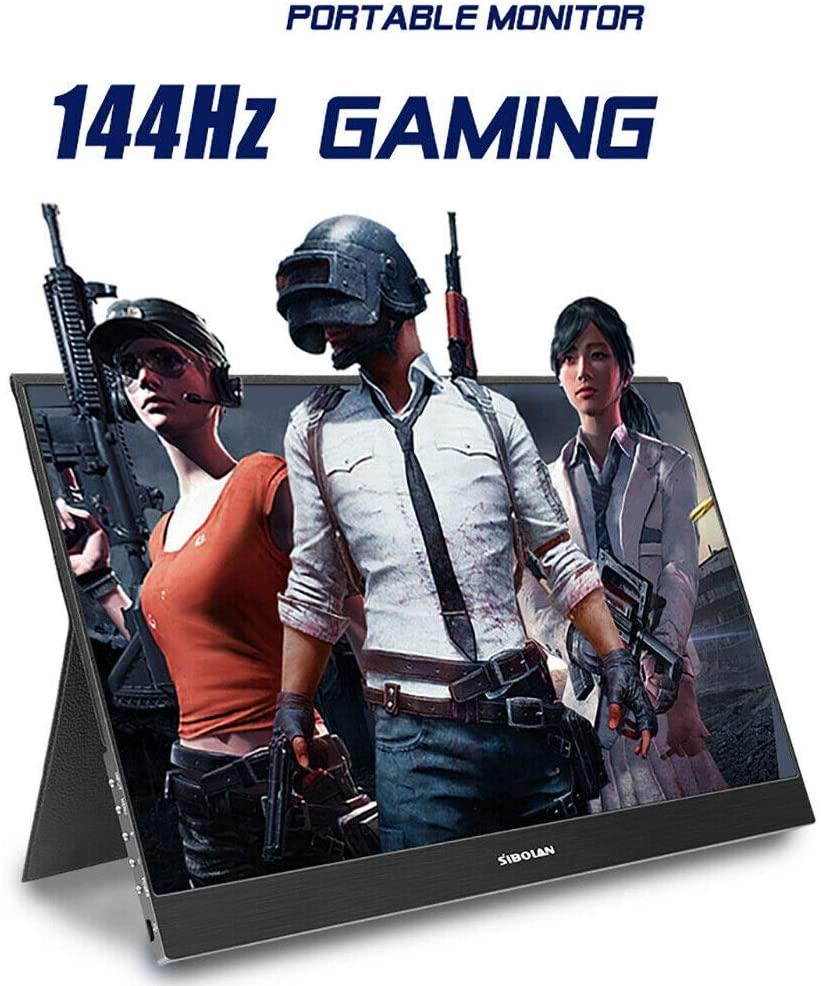 144HZ USB Gaming Portable Monitor 15.6" 1080P IPS HDR Type-C HDMI Monitor for Laptop PC PS4 Switch (Monitor+Case)