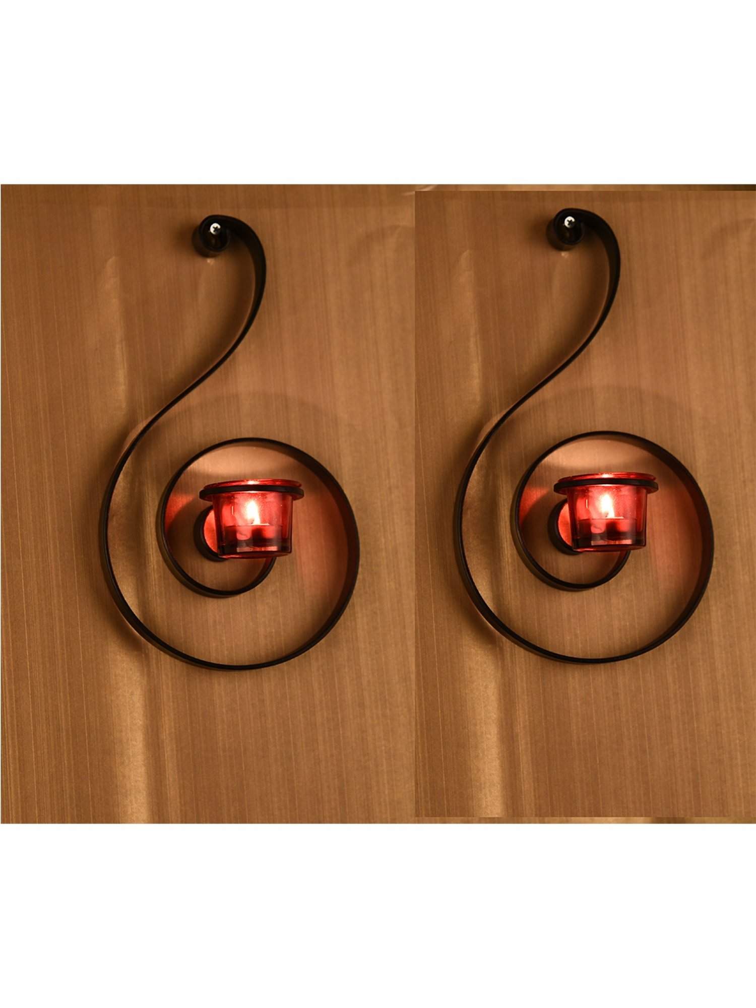 Hosley Antique Bronze Decorative Wall Sconce and Free Tealights with Clear Glass Set of - 2