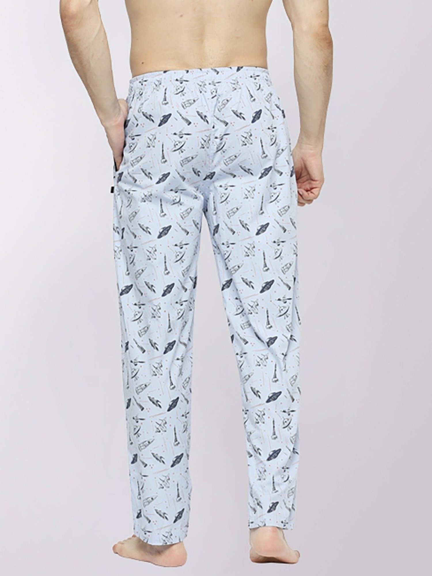 Frenchie Sky Blue Cotton Skinny Fit Printed Nightwear Pyjamas