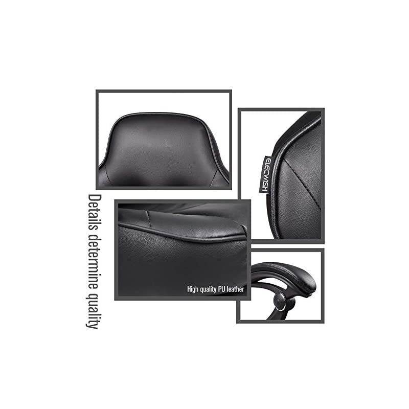 Gaming Chair Racing Office - Reclining PU Leather High Back Ergonomic Adjustable Swivel Executive Computer Desk Large Size Footrest Headrest Lumbar Support Adjustable arms Cushion (Black)