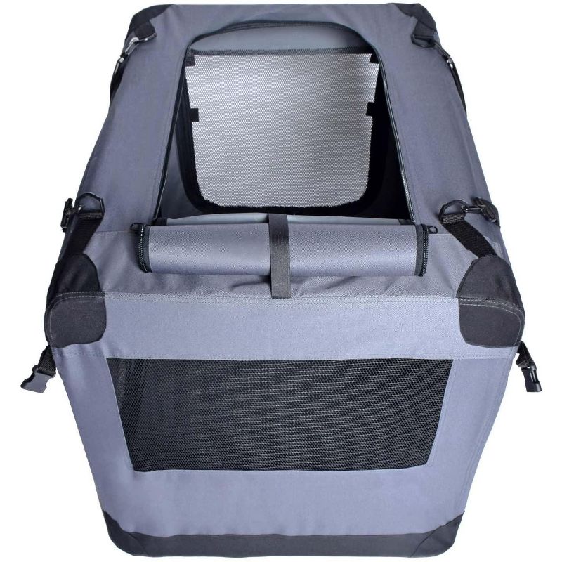 Arf Pets 36 in. Pet Dog Travel Carrier with Straps  - Soft Sided 3 Door Folding Crate