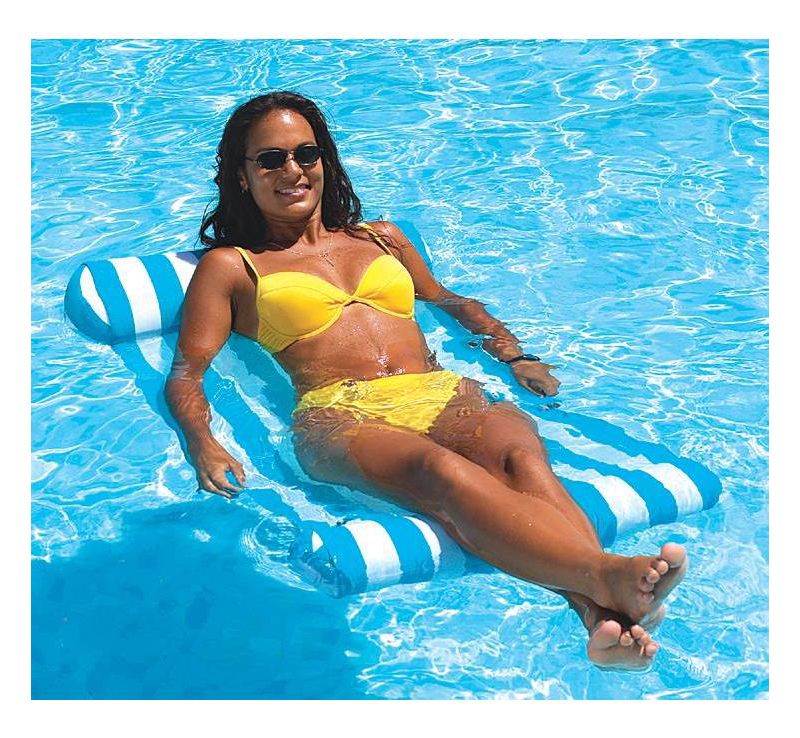 Swimline 9044 Premium Floating Pool Hammock Lounge Chair w/ Electric Air Pump