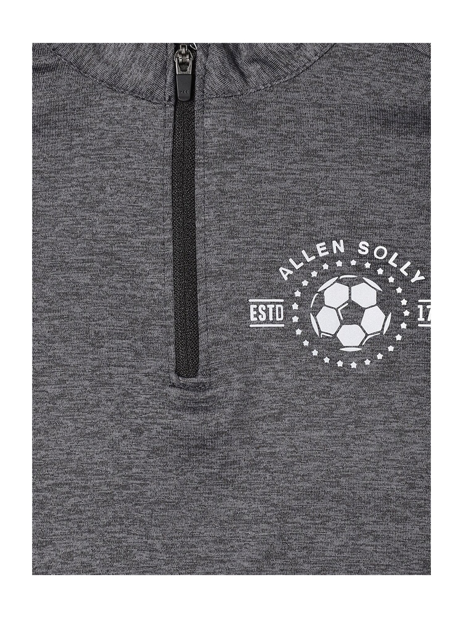 Allen Solly Junior Grey Melange Textured Full Sleeves T-Shirt