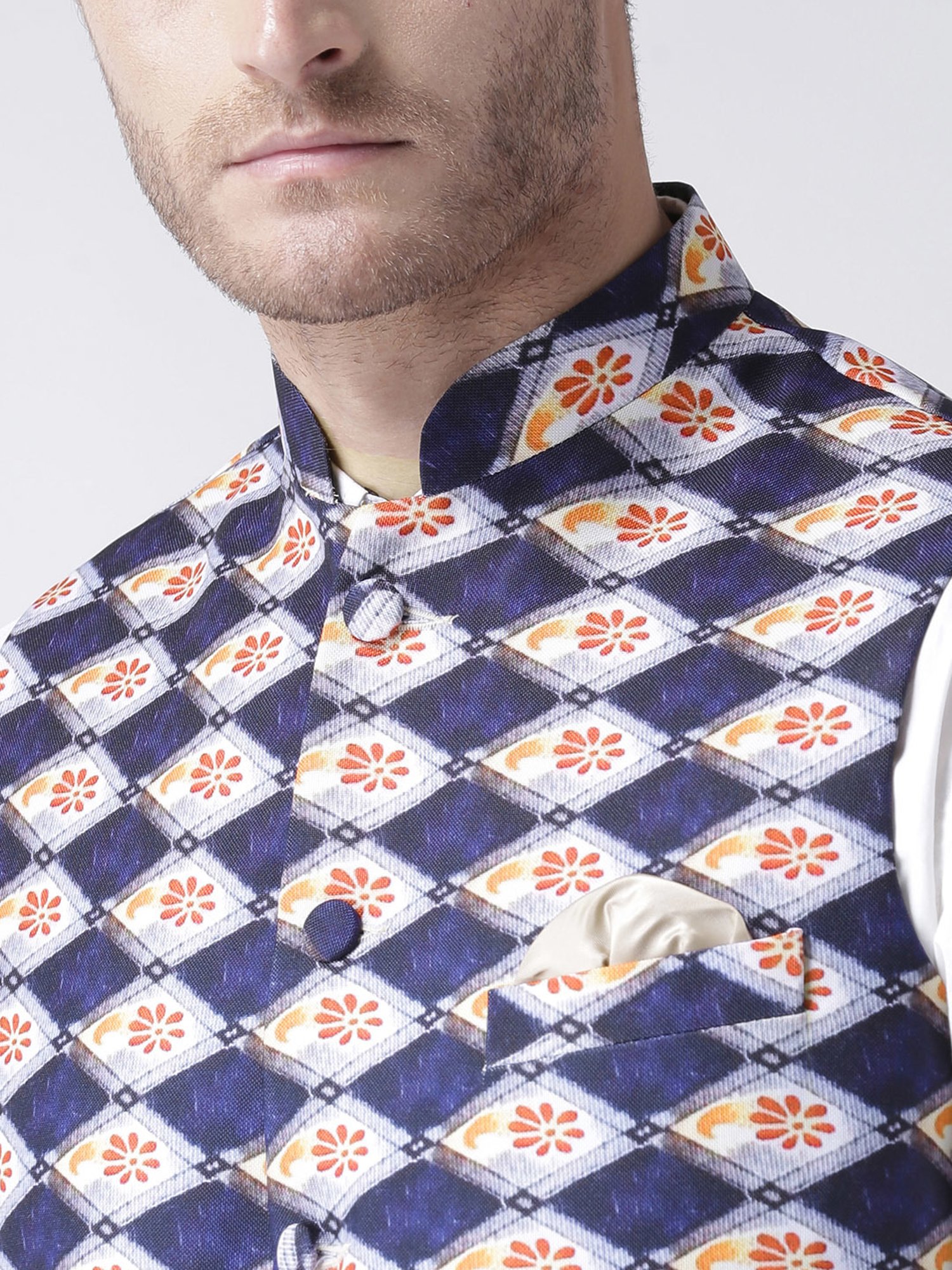 Hangup Plus Multicolor Regular Fit Printed Nehru Jacket