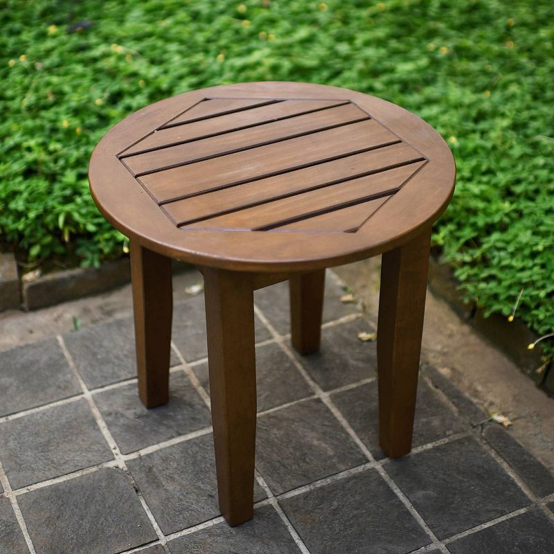 Sopra Wood Outdoor Patio Round Side Table - Brown - Cambridge Casual