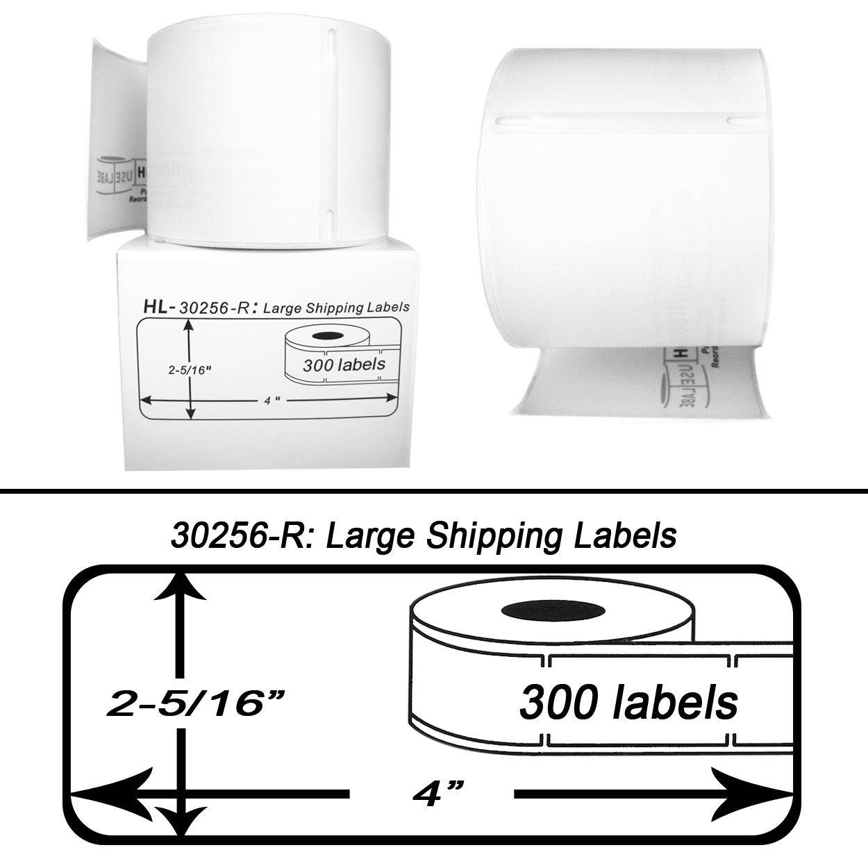DYMO-Compatible 30256-R REMOVABLE Large Shipping Labels (2-5/16" x 4") -- BPA Free! (25 Rolls; 300 Labels per Roll)