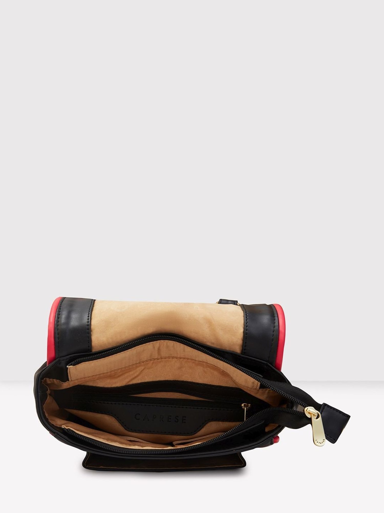 Caprese Black Faux Leather Medium Laptop Messenger Bag