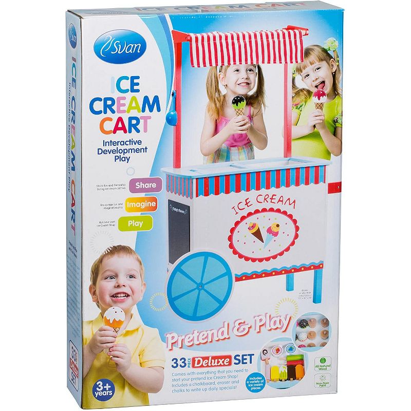 Svan Ice Cream Cart for Kids, Wood Playstand