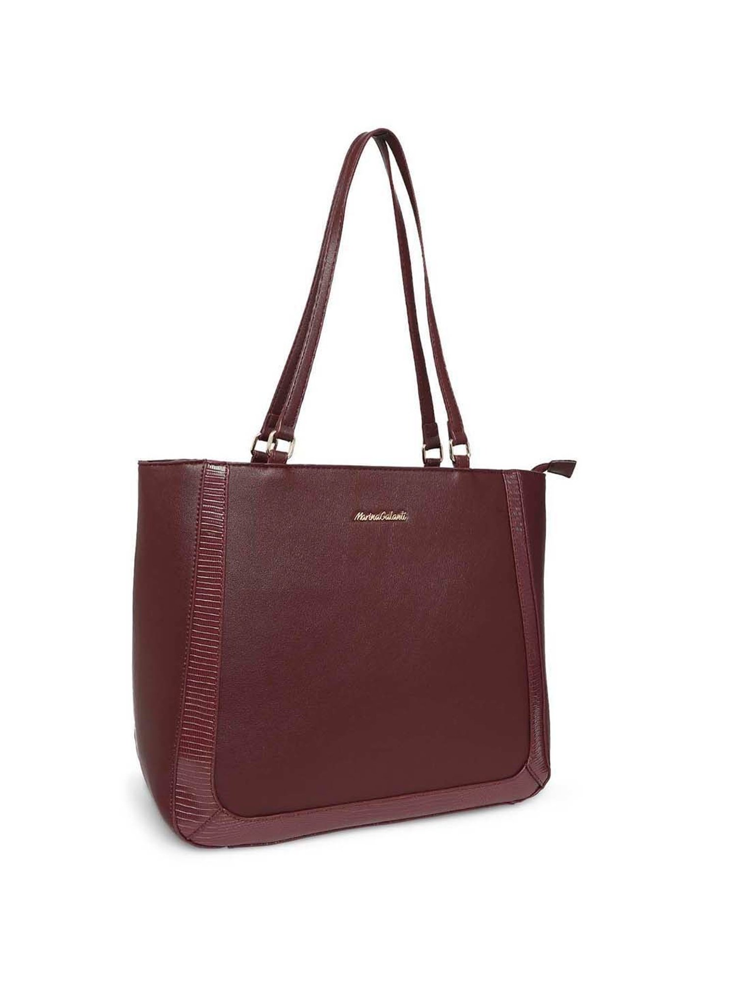 Marina Galanti Maroon Solid Medium Tote Handbag