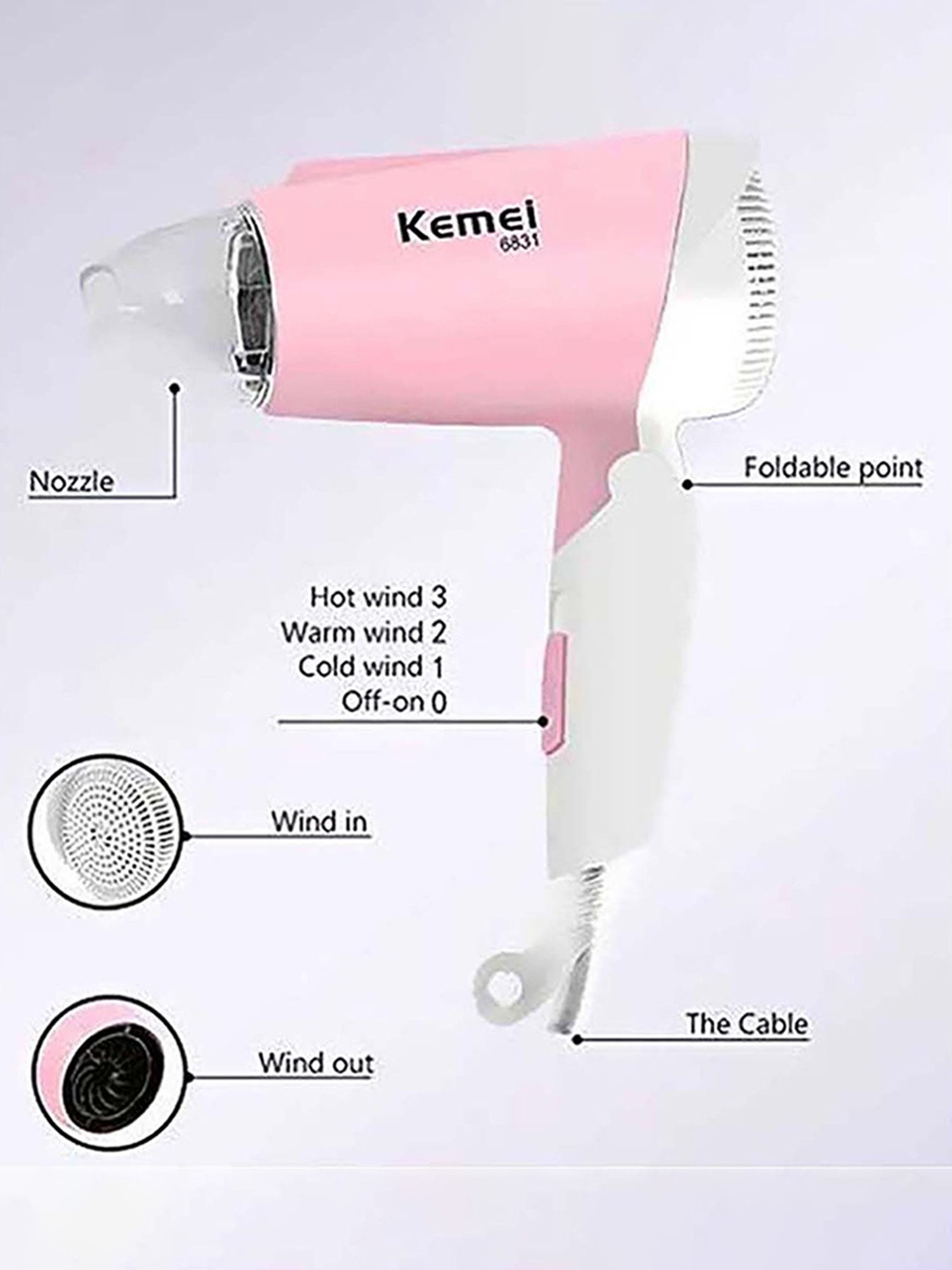 Nova Nv-1290 1000W Professional Hair Dryer