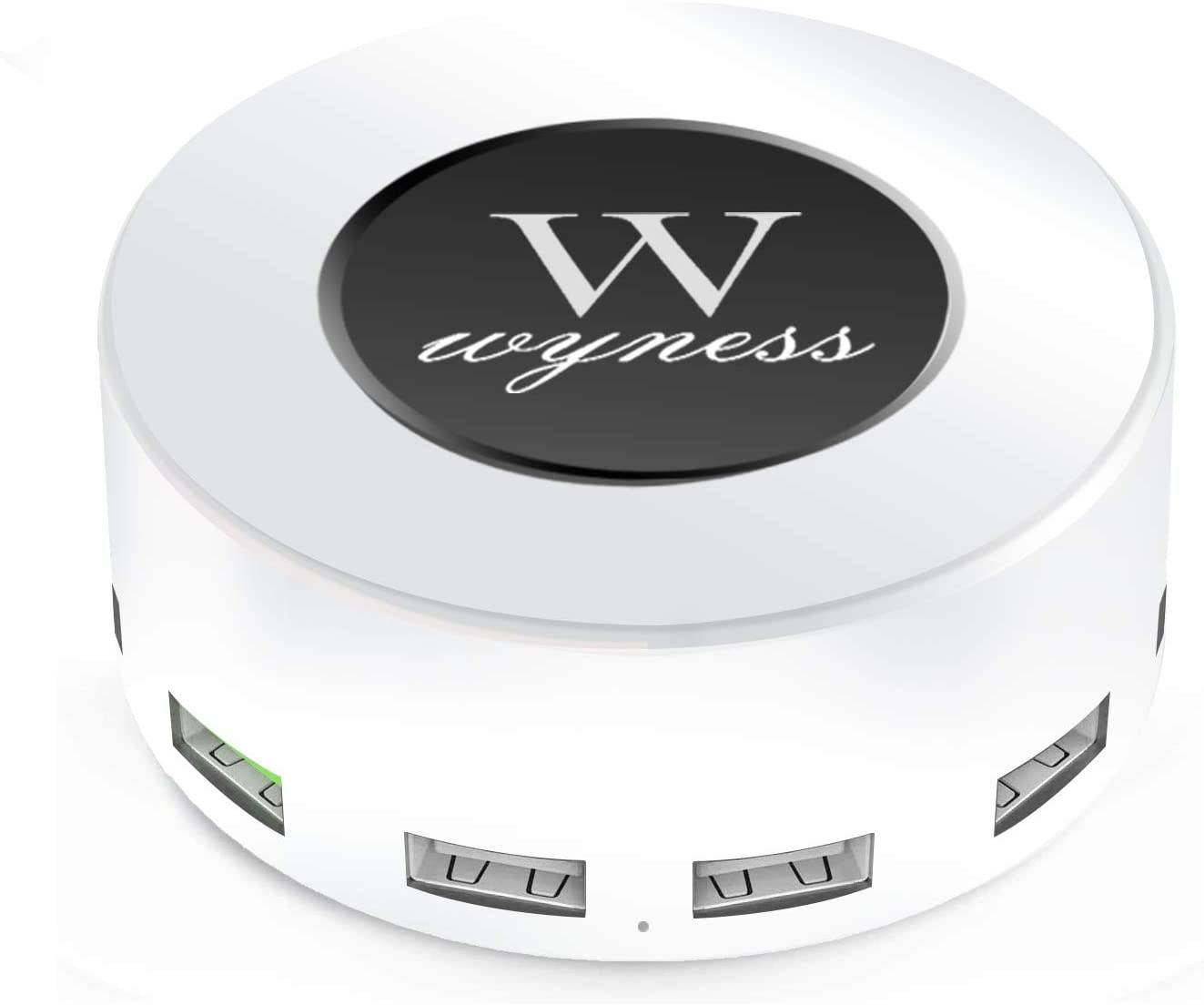 6-Port USB Charger Desktop Charging Station(Type-C Quick Charge 3.0 and 4 USB Ports)PowerPort 6 Multi USB Charger Hub for Smartphone Tablet Headset Bluetooth Speaker and More White