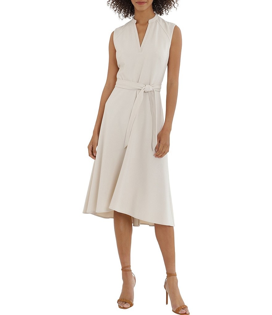 Maggy London Petite Size V-Neck Sleeveless Midi Fit & Flare Dress