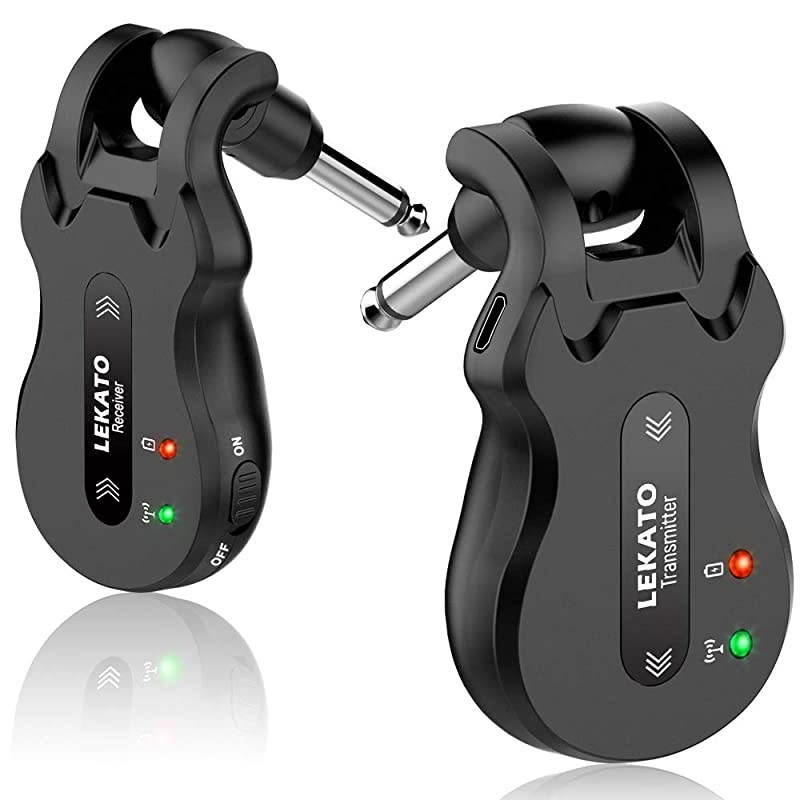 5.8Hz Wireless Guitar System Wireless Audio Electric Guitar Transmitter Receiver 4 Channels Transmission Range High Frequency Battery Rechargeable