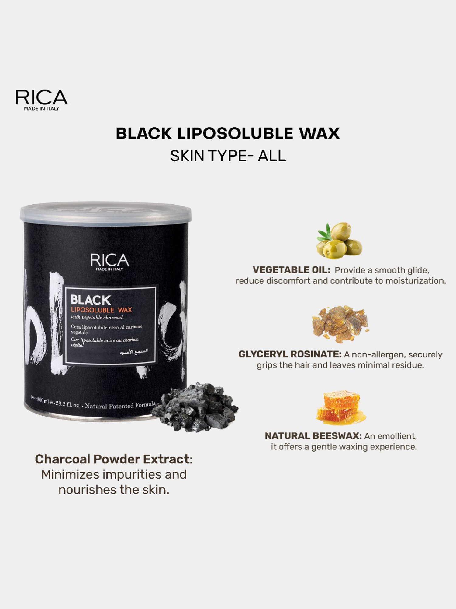 Rica Black Liposoluble Wax - 800 ml