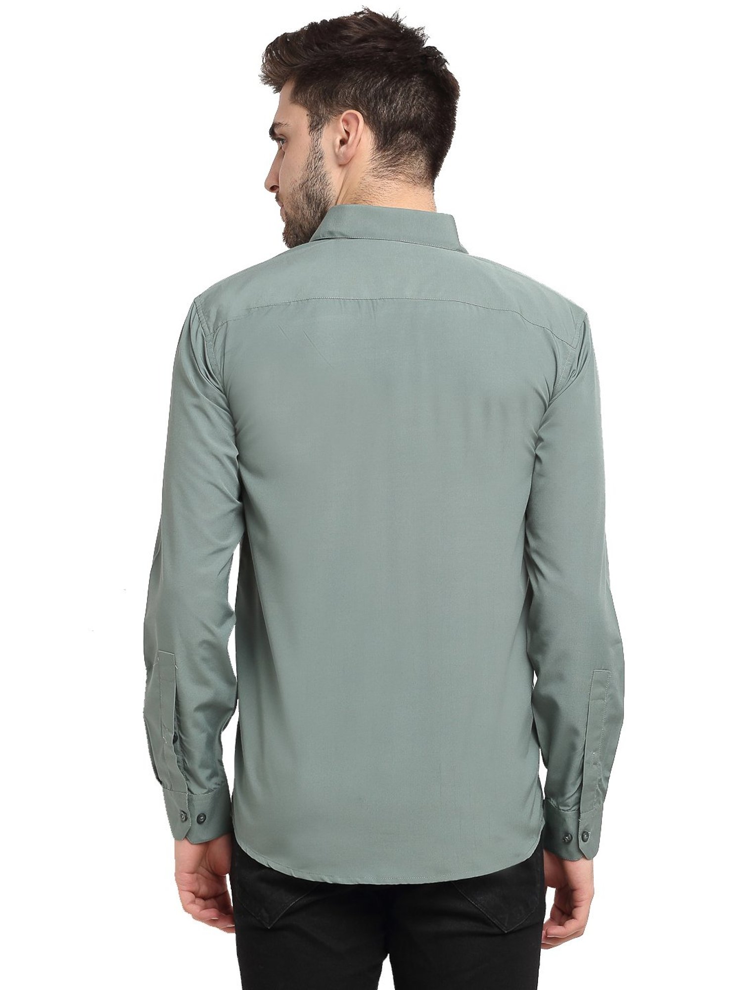 Jainish Green Cotton Regular Fit Shirt