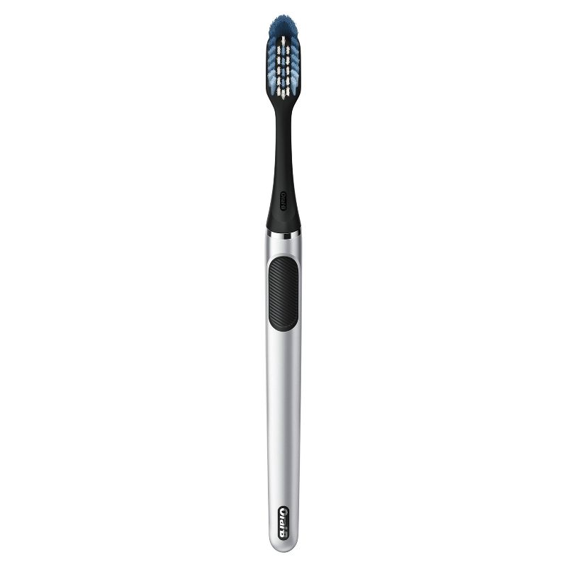 Oral-B Clic Toothbrush - Chrome Black with 2 Replaceable Brush Heads and Magnetic Holder