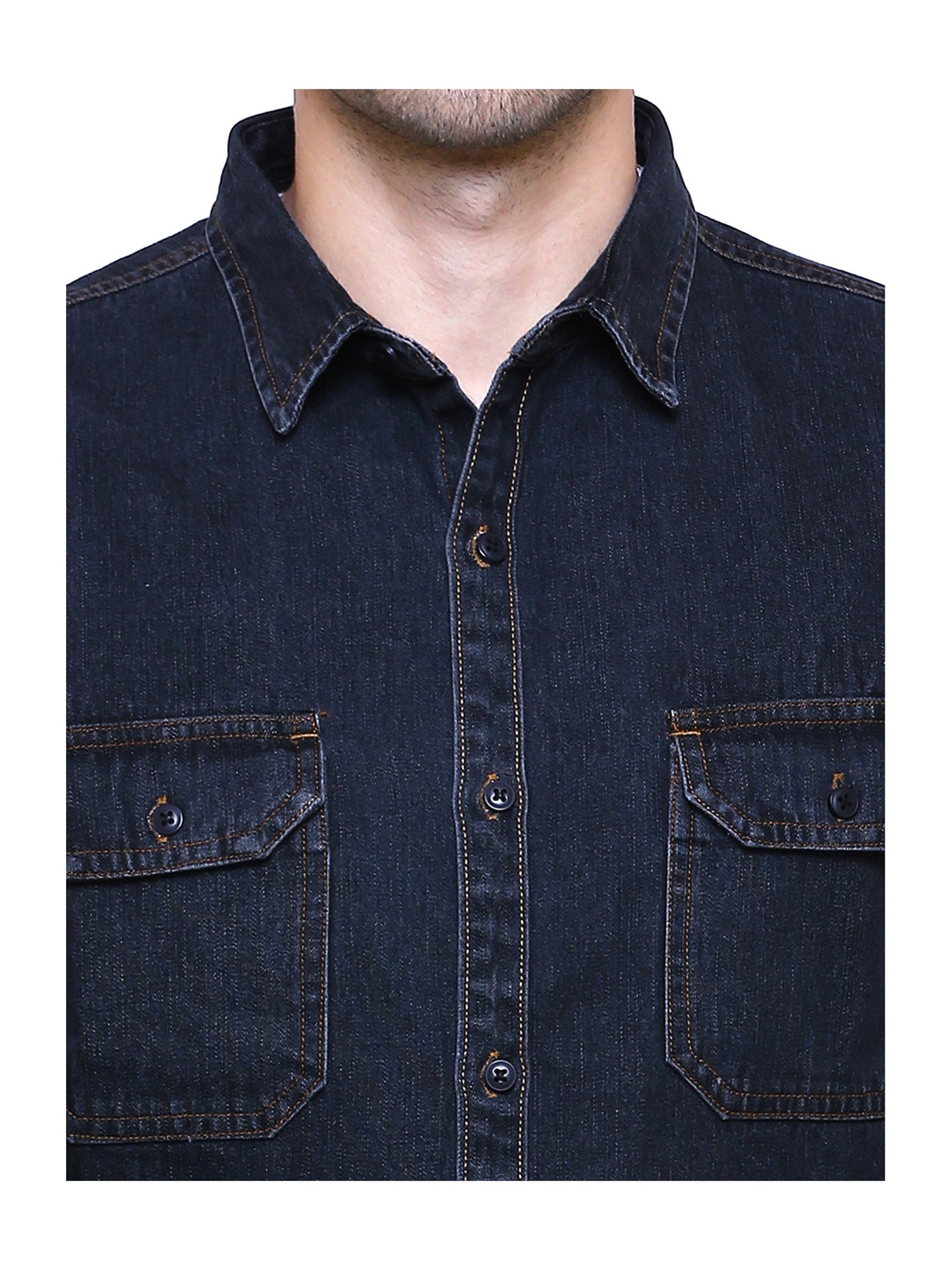 Southbay Dark Blue Slim Fit Solid Shirt