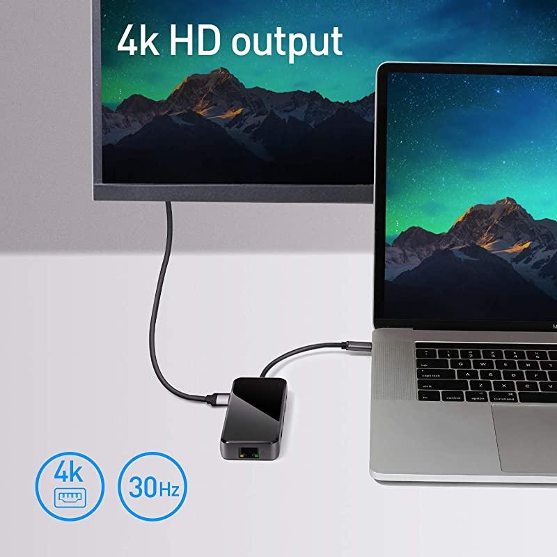 USB C Hub, MacBook Pro Adapter USB C Dongle,8 in 1 USB C to HDMI Multiport Adapter with 1000 Ethernet,4K USB C to HDMI,3 USB 3.0,SD/TF Card Reader,PD Charging for MacBook,and More