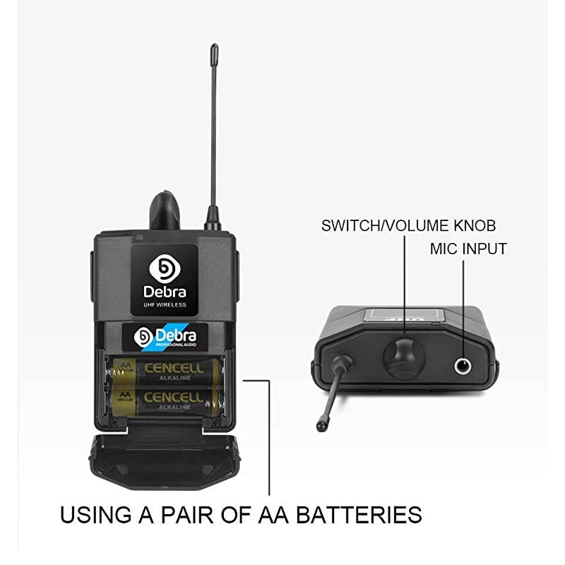 Pro UHF 4 Channel Wireless Microphone System with Cordless Handheld Lavalier Headset Mics, Metal Receiver, Ideal for Karaoke Church Party (with 4 Bodypack (A))