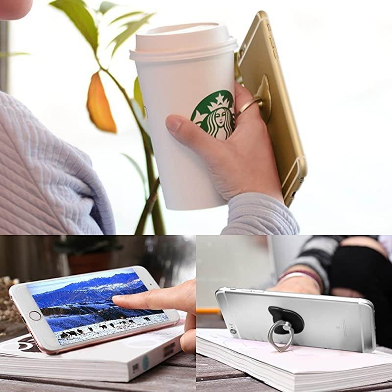 Degree Finger Stand Cell Phone Ring Holder Car Mount with Hook for SmartphonePurple Lotus Flower