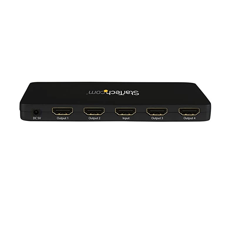 com 4K HDMI Splitter - 4k 30Hz - 4 Port - Aluminum - Backward Compatible - HDMI Multi Port - HDMI Hub (ST124HD4K),Black