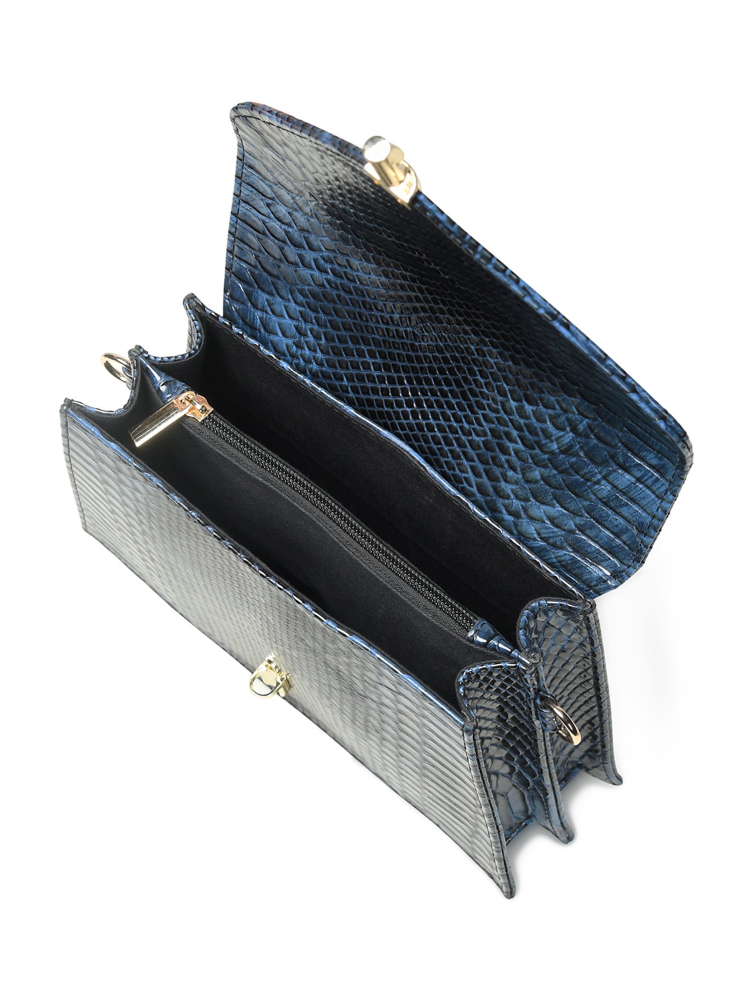 PELLE LUXUR Blue Animal Effect Medium Satchel