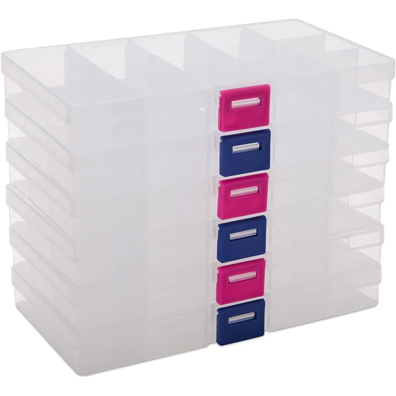 Bright Creations 6 Pack Bead Storage Containers, Organizer with Lids & Dividers, Arts and Crafts, 6.9 x 3.9 x 0.9 in