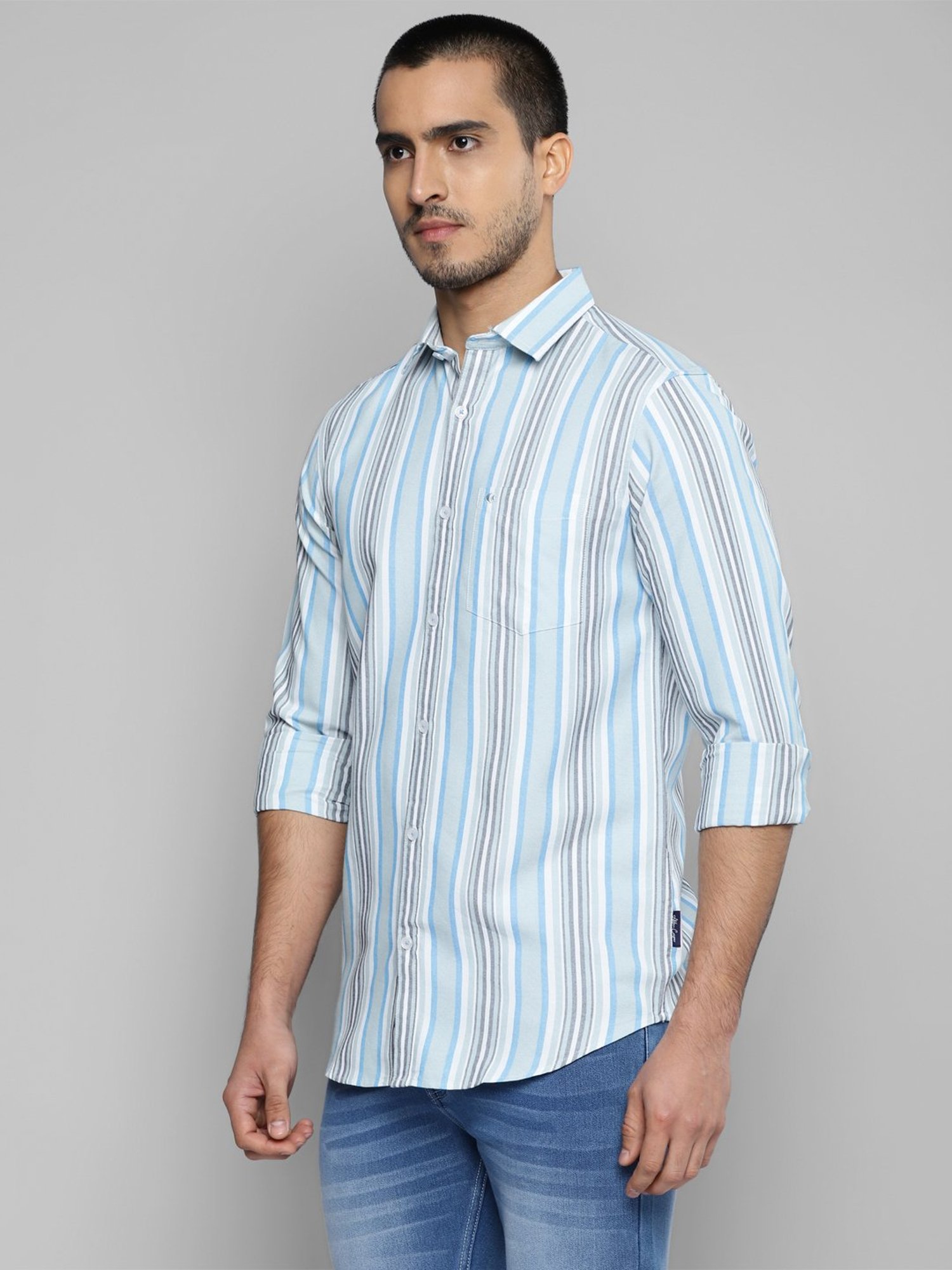 Allen cooper Multicolor Regular Fit Striped Cotton Shirt