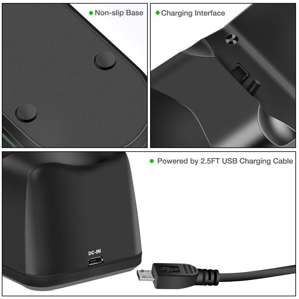 Nurbenn PS4 Controller Charger PlayStation4 Controller Charger Station for Sony PS4/ PS4 Pro/ PS4 Slim Controller with Solid Light Strap