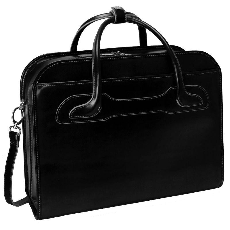 McKlein Willowbrook 15" Leather Patented Detachable - Wheeled Ladies' Laptop Briefcase (Black)