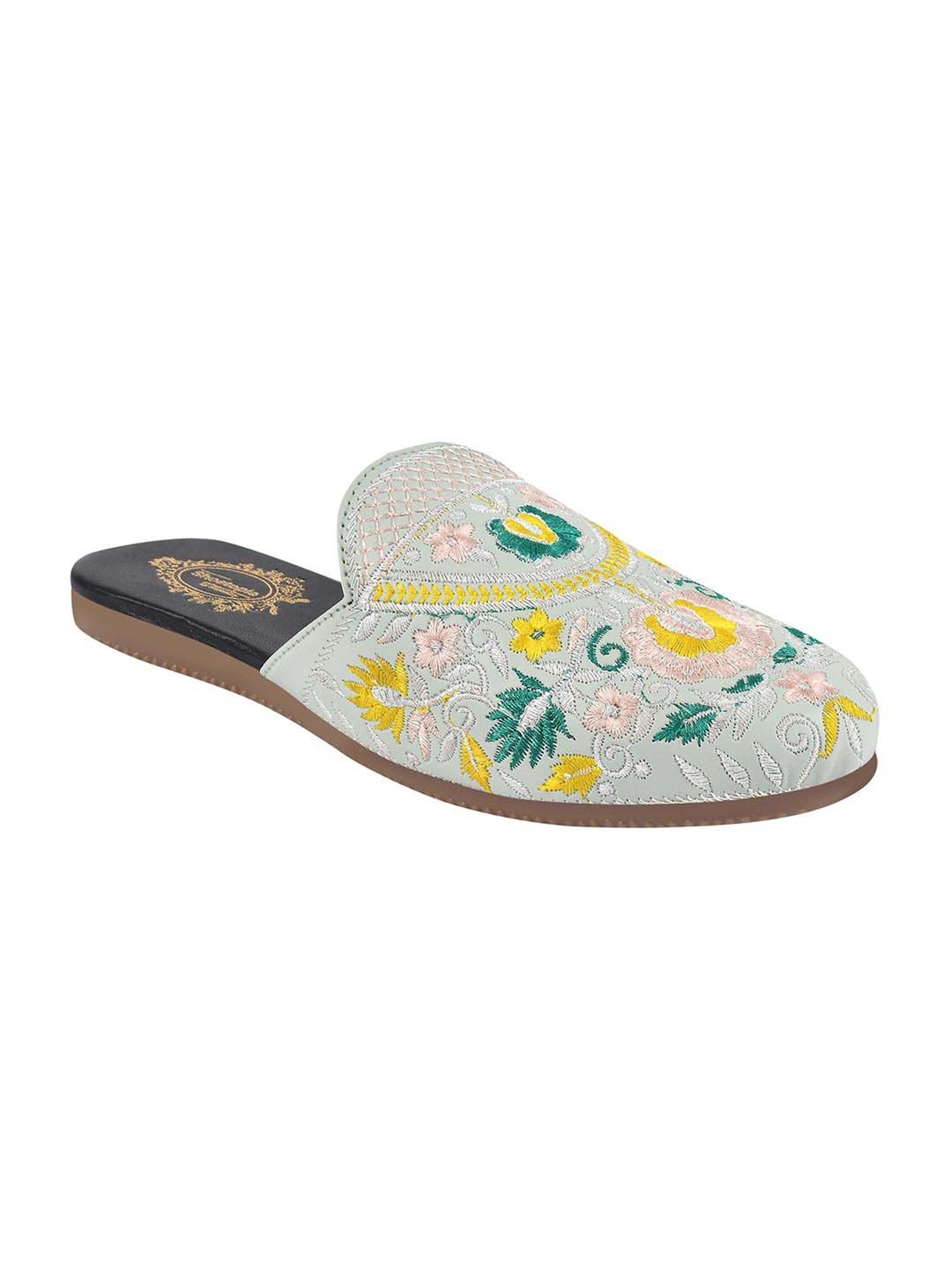 Shoetopia Kids Mint Green & Yellow Mule Shoes