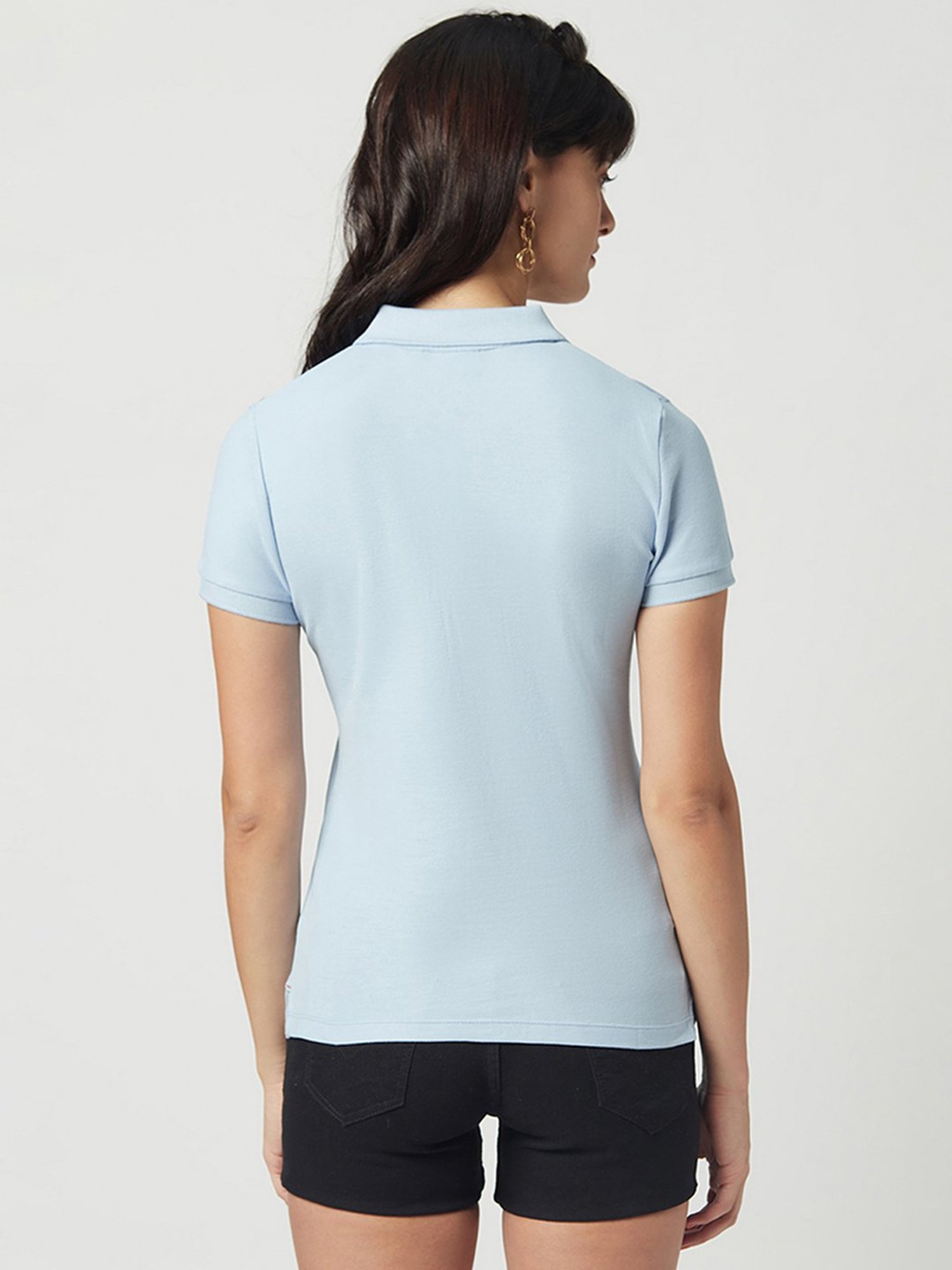 EDRIO Sky Blue Regular Fit Polo T-Shirt