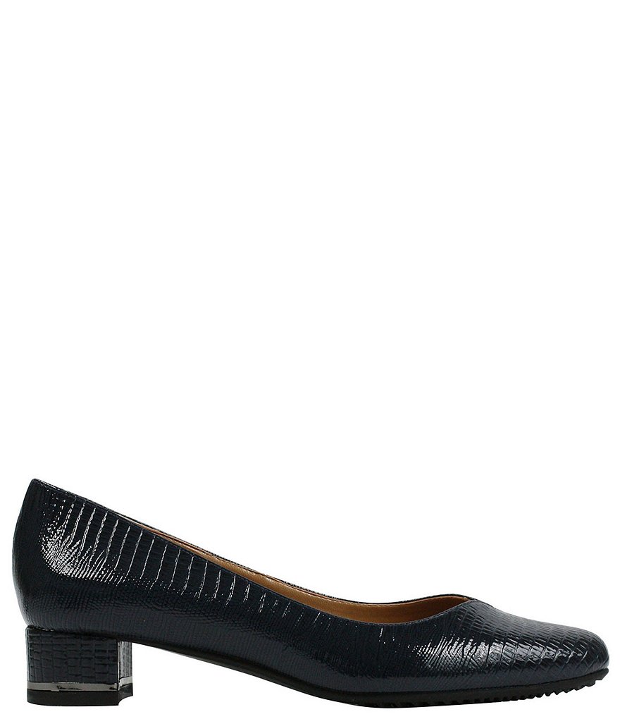 J. Renee Bambalina Lizard Print Patent Leather Block Heel Pumps
