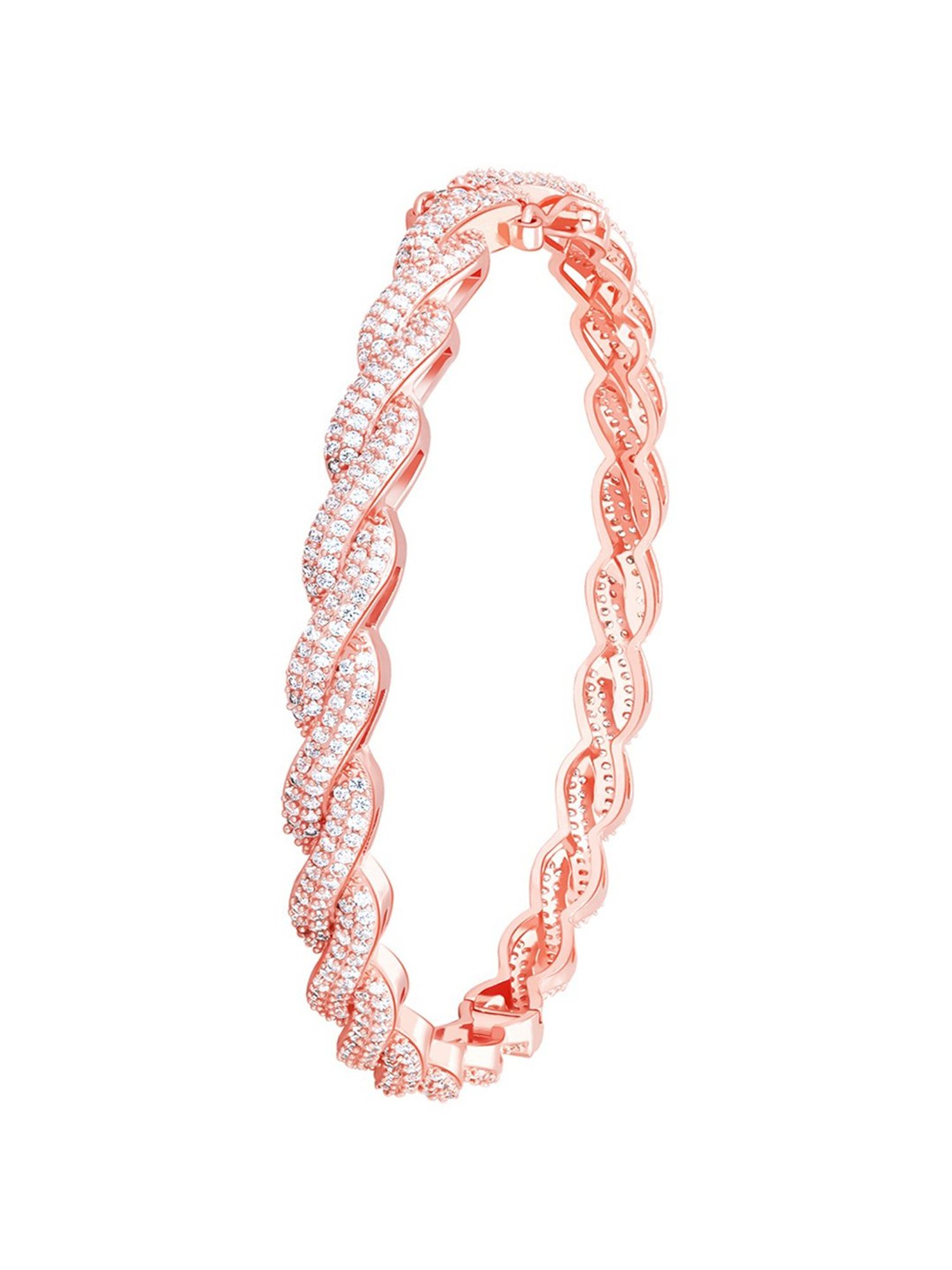 GIVA 92.5 Sterling Silver Rose Gold Spiral Splendour Bangle