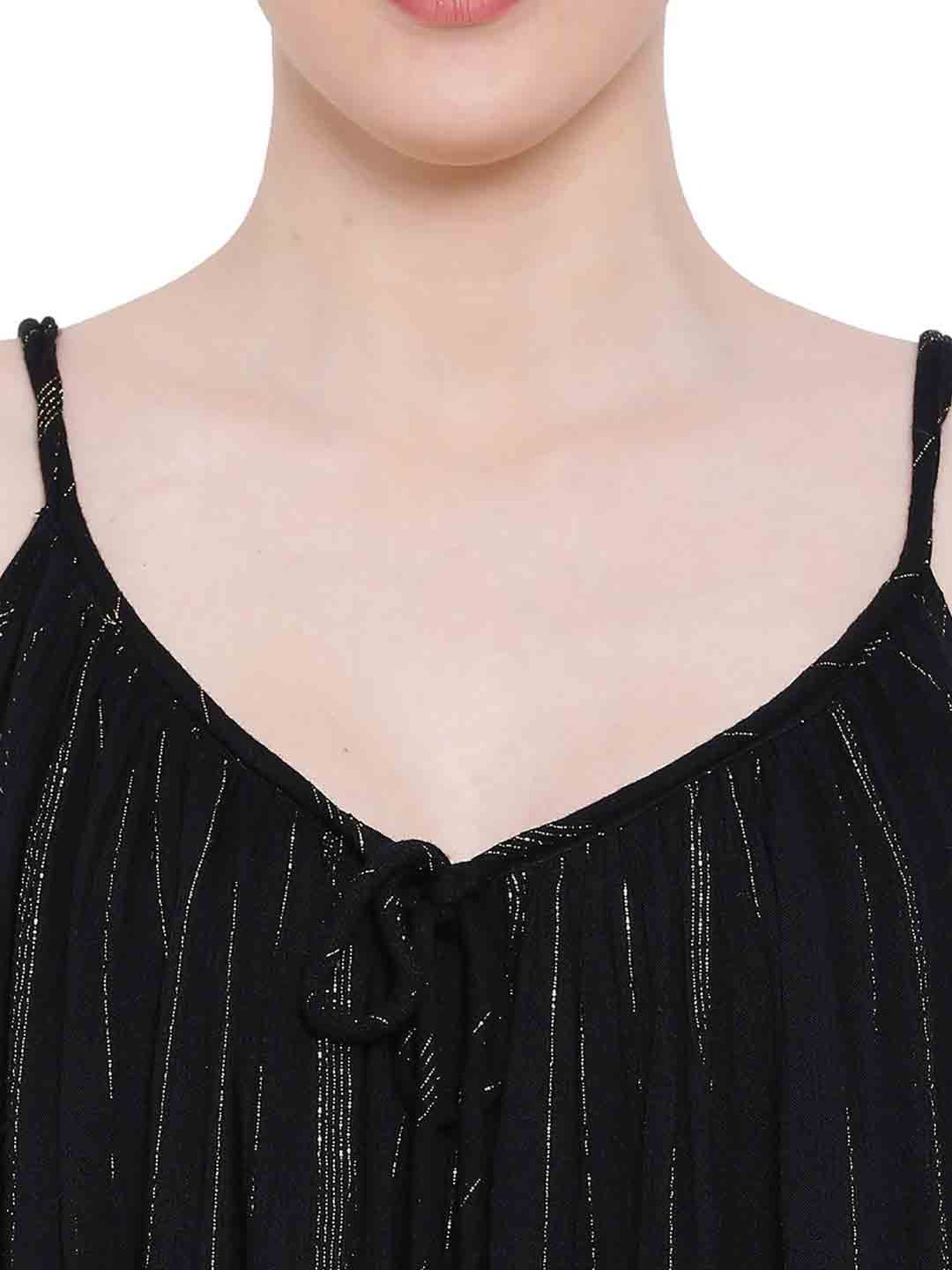 Oxolloxo Black Courtney Vinaya Lurex Night Dress