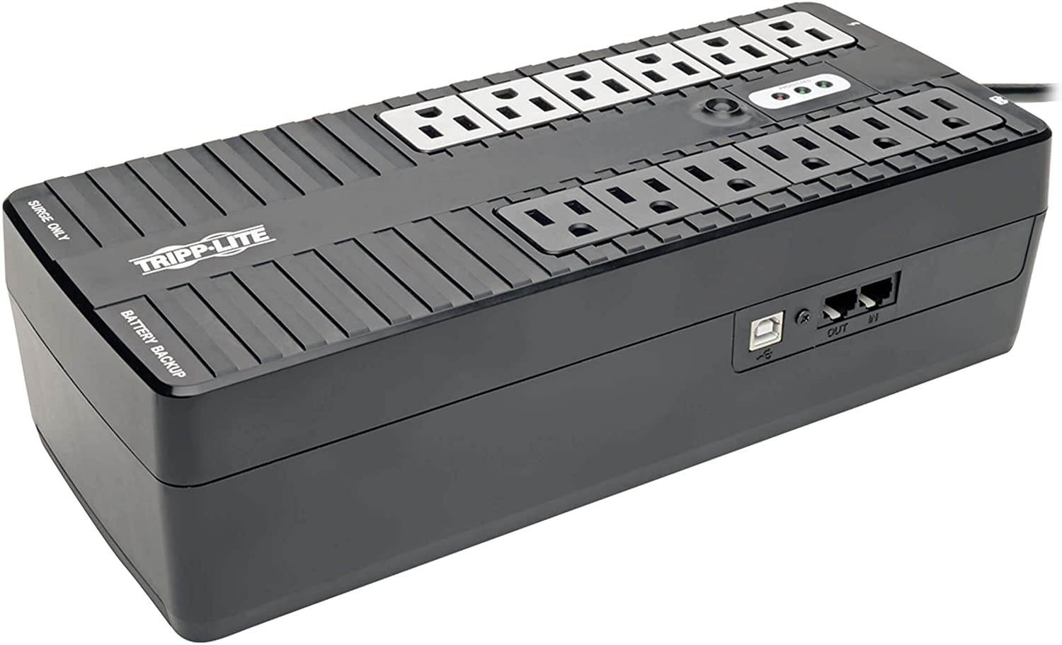 Tripp Lite 750VA UPS Desktop Battery Back Up, 12 Outlet, 450W 120V Standby, Ultra-Compact, USB, 3 Year Warranty & $100,000 Insurance (INTERNET750U) Black