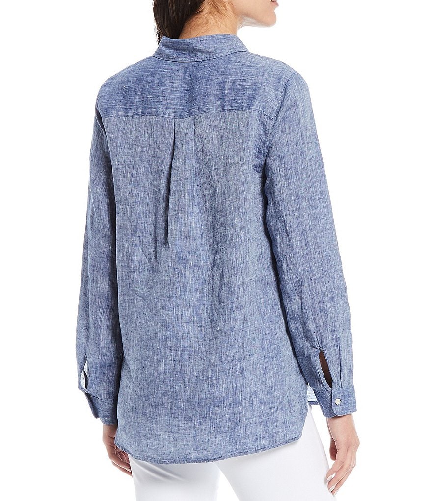 J.McLaughlin Britt Button Front Collared Linen Blouse