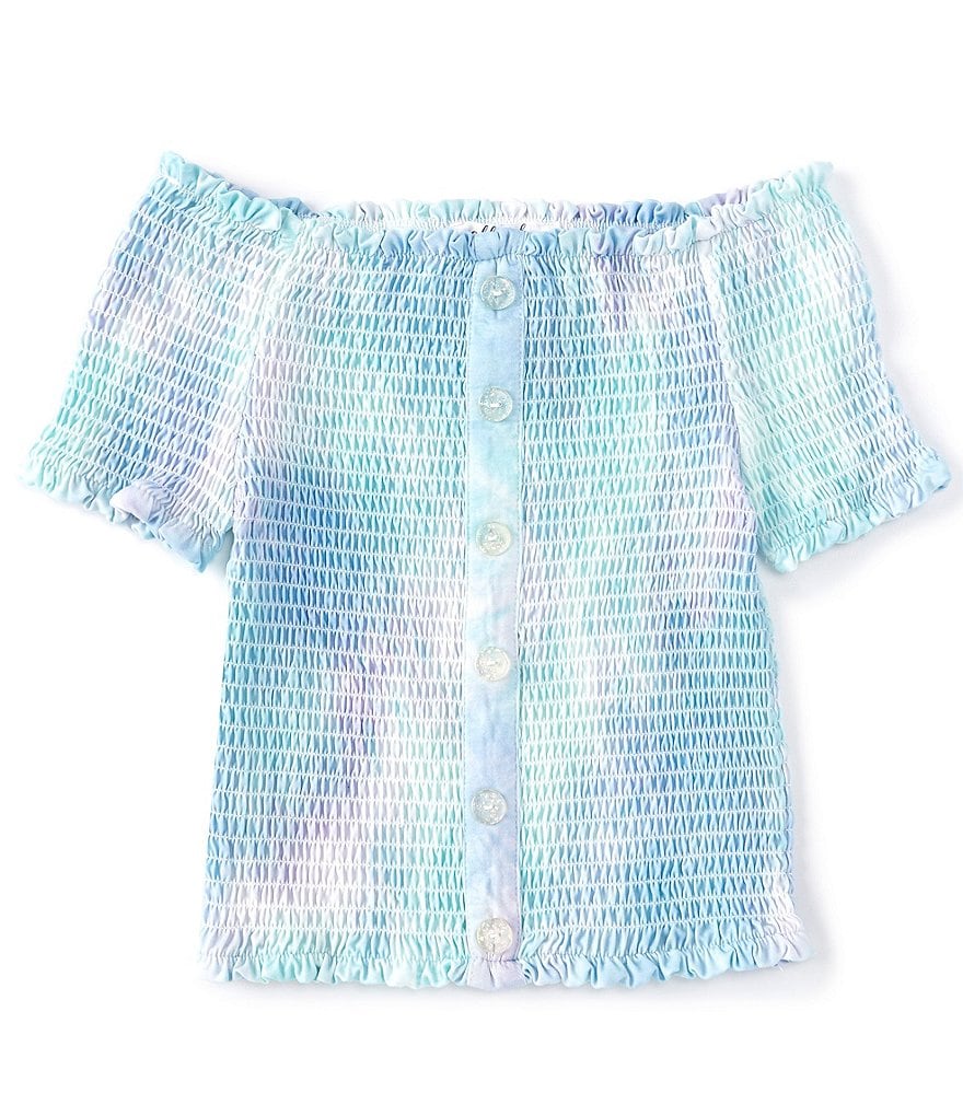 Ally B Big Girls 7-16 Short-Sleeve Tie-Dye Smocked Top