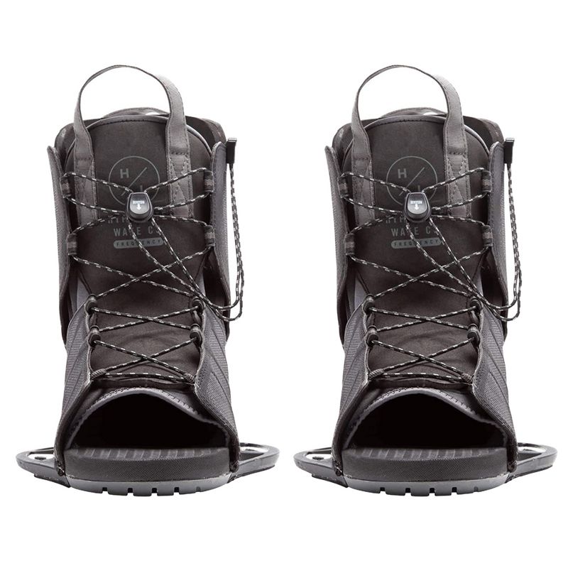 Hyperlite Frequency Adult Wakeboard Boot Bindings with Dual Lace Zones and Open Toe Design for Water Wakeboarding Boards, Men's Size 6-12 (Black)
