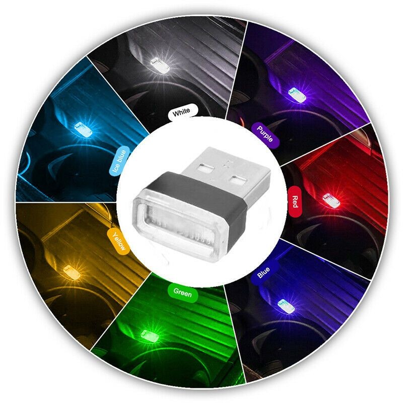4pcs Mini USB LED Light Colorful Light Lamp For Car Atmosphere Lamp