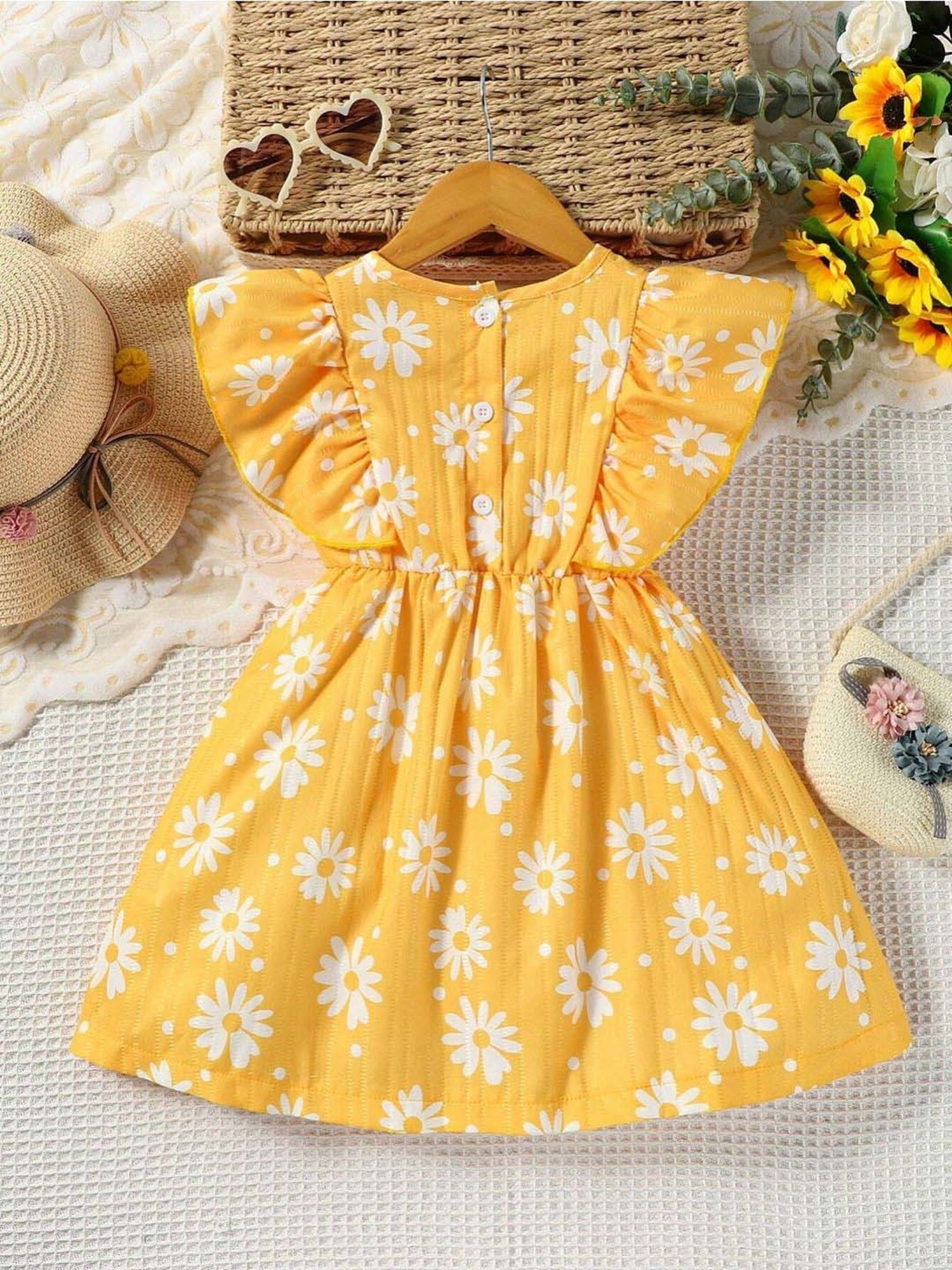 Bolly Lounge Girls Yellow Floral Dress